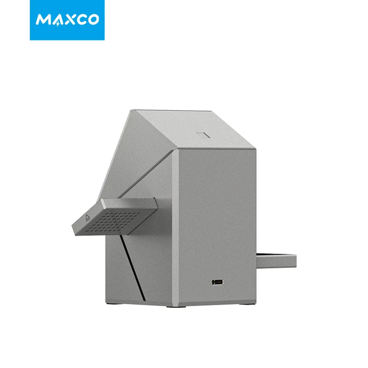 Cargador inalámbrico Qi2 3 en 1 con base giratoria automática.