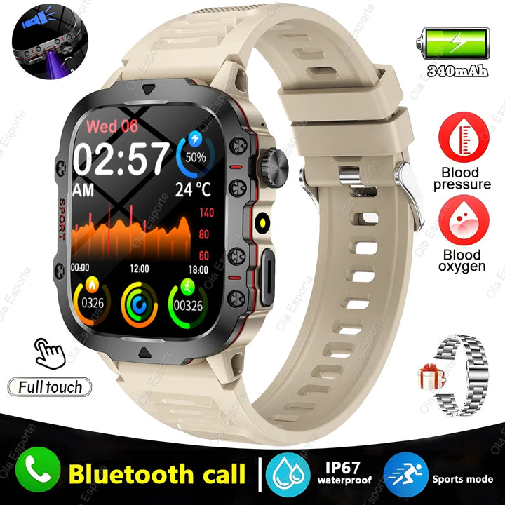 Reloj inteligente para exteriores 2024 con monitor de actividad física y llamadas Bluetooth.