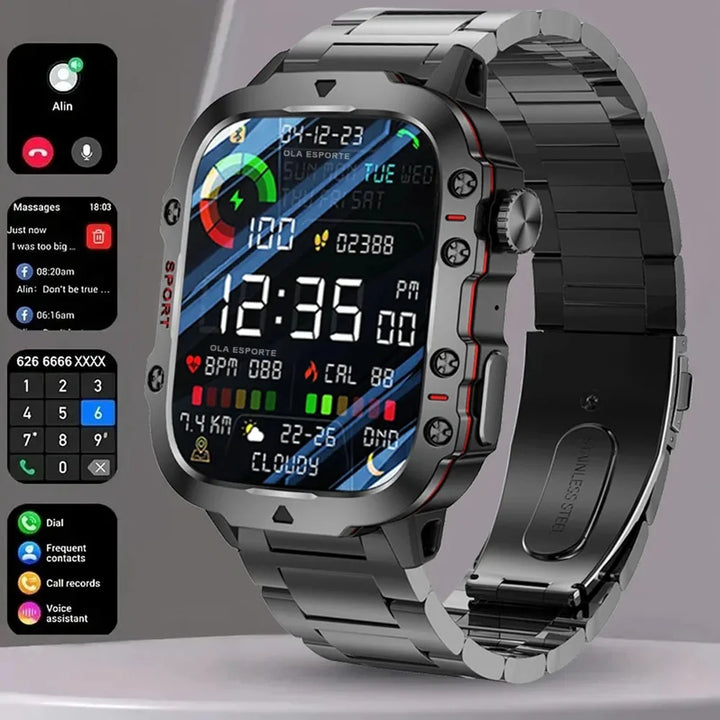 Reloj inteligente para exteriores 2024 con monitor de actividad física y llamadas Bluetooth.