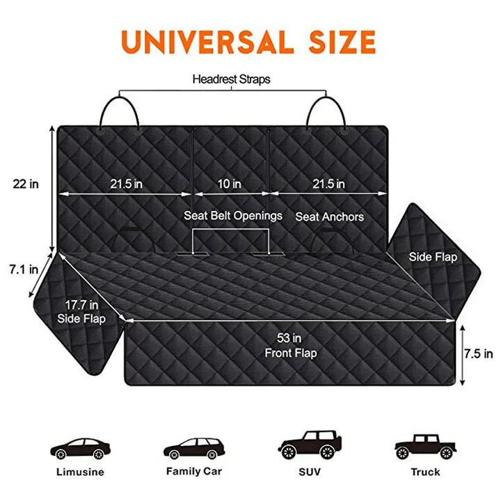 Funda para asiento de coche para perros: cojín trasero impermeable para mascotas