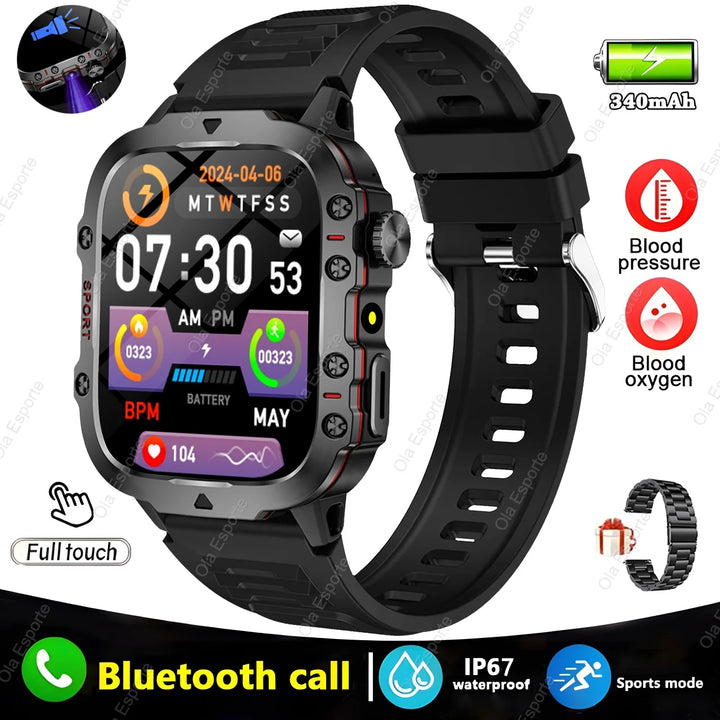 Reloj inteligente para exteriores 2024 con monitor de actividad física y llamadas Bluetooth.