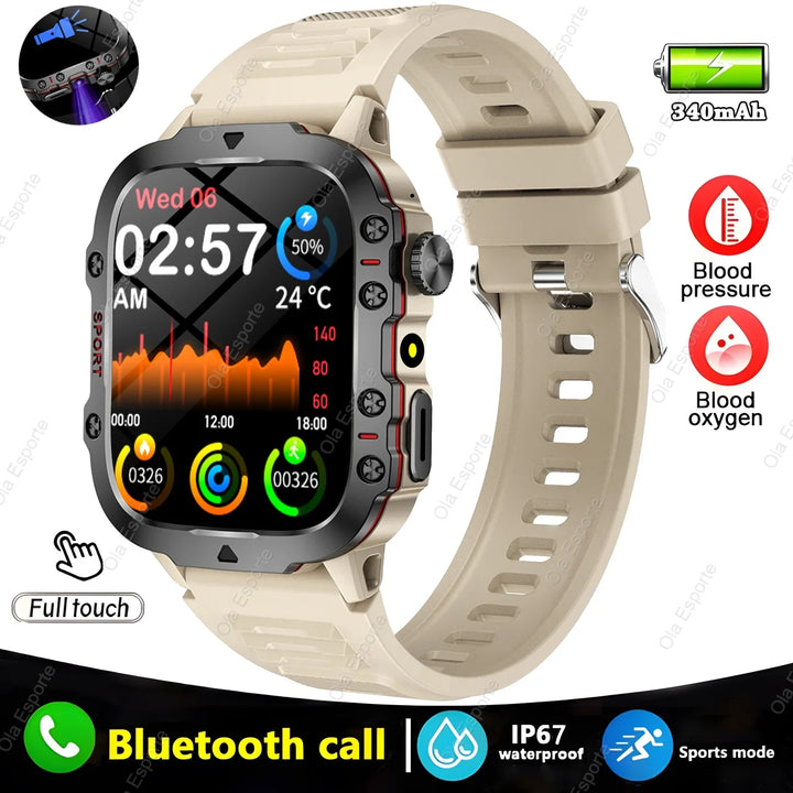 Reloj inteligente para exteriores 2024 con monitor de actividad física y llamadas Bluetooth.
