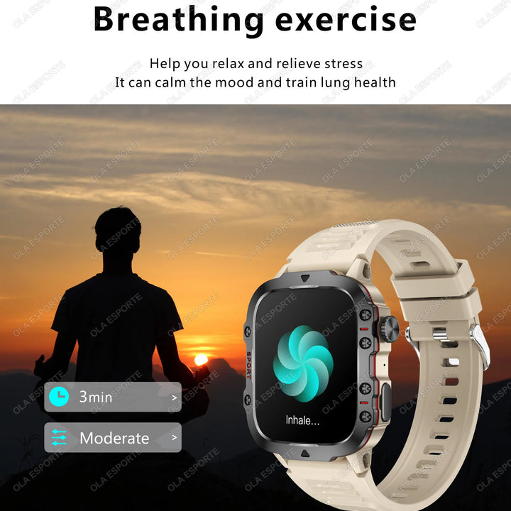 Reloj inteligente para exteriores 2024 con monitor de actividad física y llamadas Bluetooth.