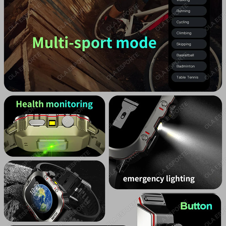 Reloj inteligente para exteriores 2024 con monitor de actividad física y llamadas Bluetooth.