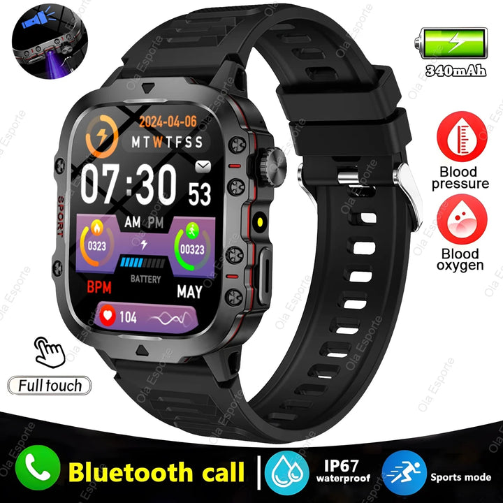 Reloj inteligente para exteriores 2024 con monitor de actividad física y llamadas Bluetooth.