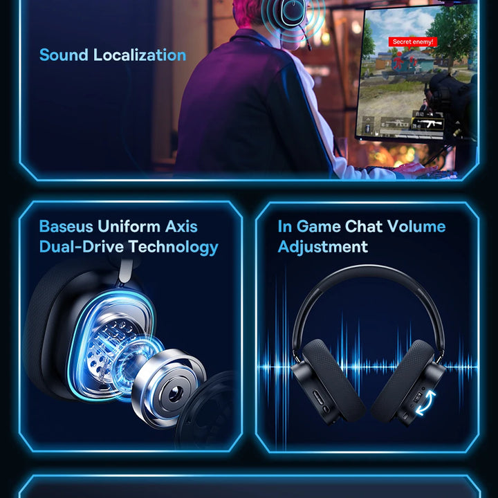 Auriculares inalámbricos para juegos Baseus GH02 - RGB y Bluetooth 5.3