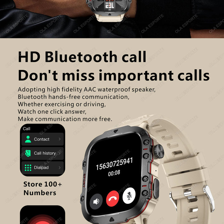 Reloj inteligente para exteriores 2024 con monitor de actividad física y llamadas Bluetooth.
