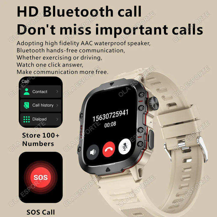 Reloj inteligente para exteriores 2024 con monitor de actividad física y llamadas Bluetooth.