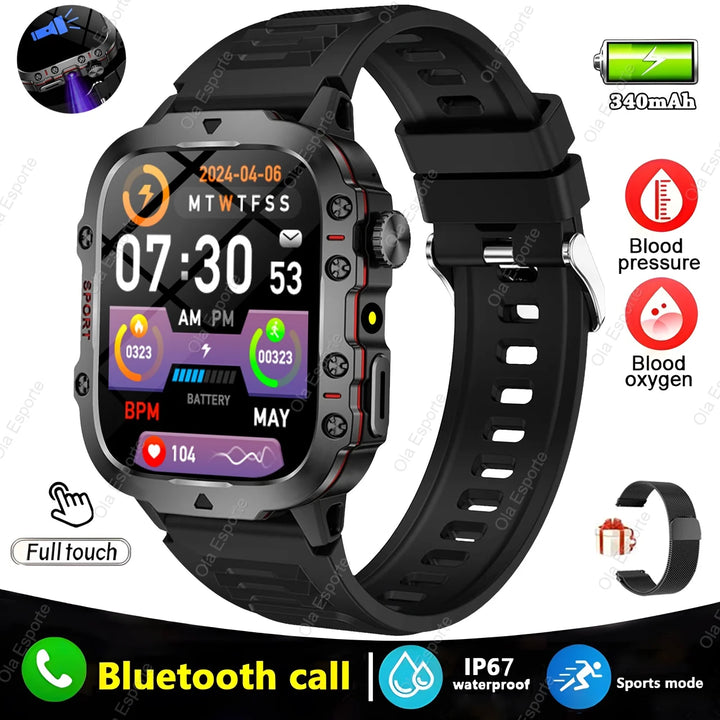 Reloj inteligente para exteriores 2024 con monitor de actividad física y llamadas Bluetooth.