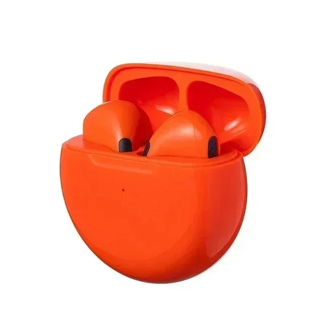 Auriculares Bluetooth Pro 6 TWS: sonido estéreo y estuche de carga.