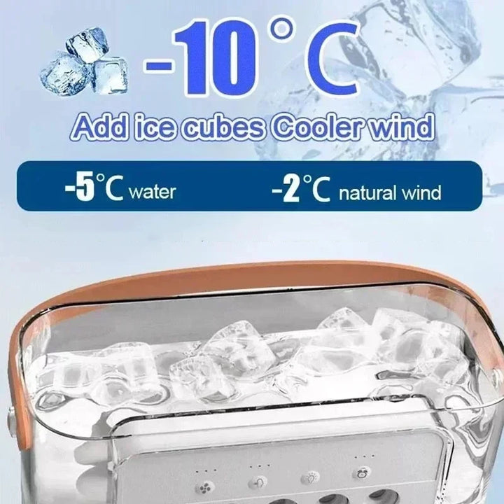 Enfriador de aire portátil 3 en 1, humidificador y luz nocturna LED.