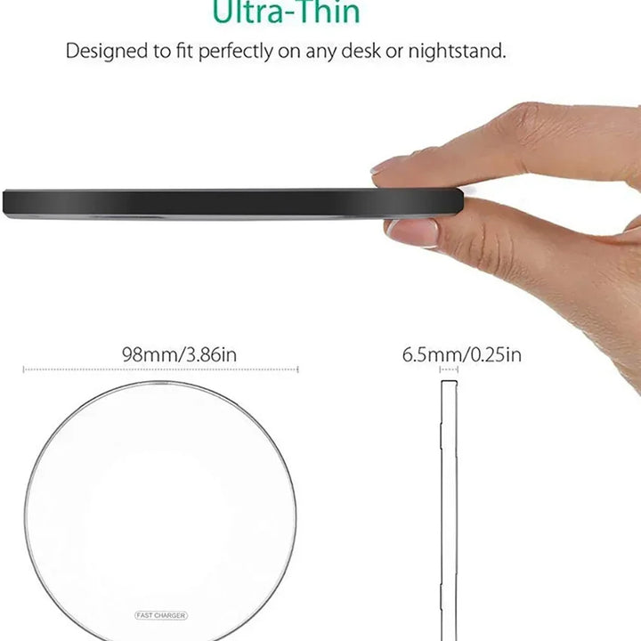 Base de carga inalámbrica rápida para dispositivos iPhone y Samsung.
