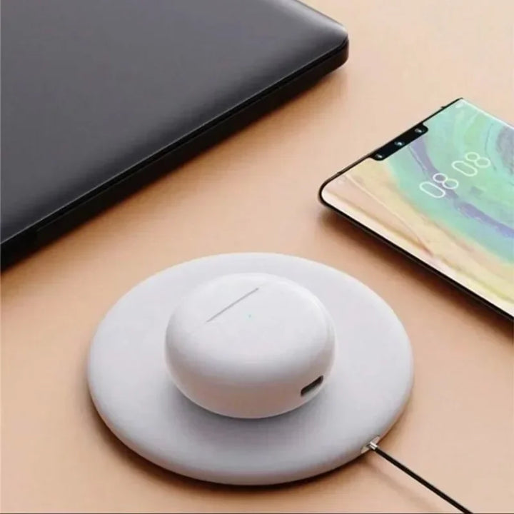 Auriculares Bluetooth Pro 6 TWS: sonido estéreo y estuche de carga.