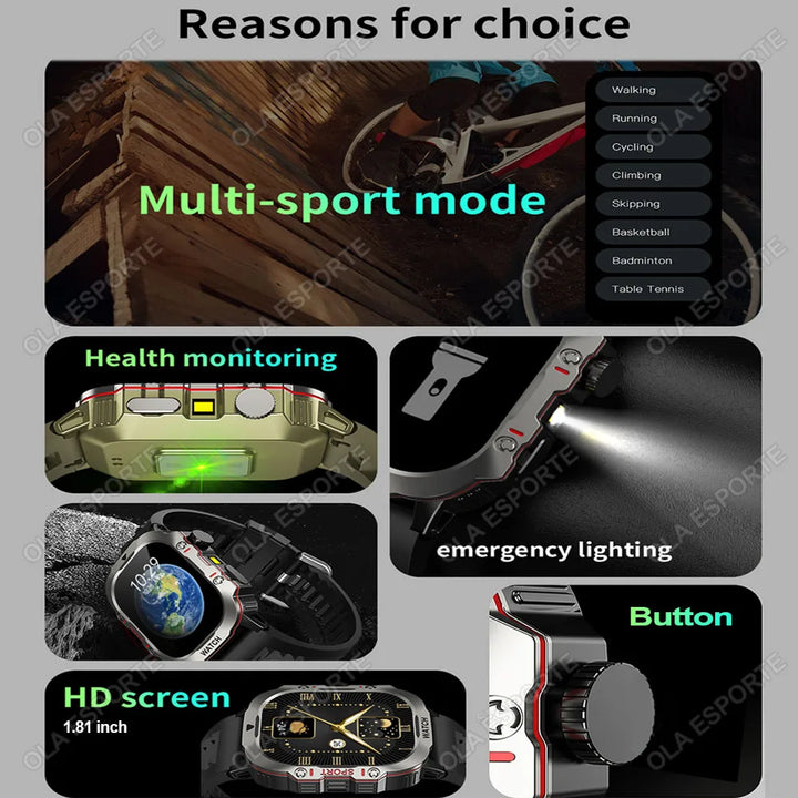 Reloj inteligente para exteriores 2024 con monitor de actividad física y llamadas Bluetooth.